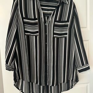 Black and White Striped Women's Top